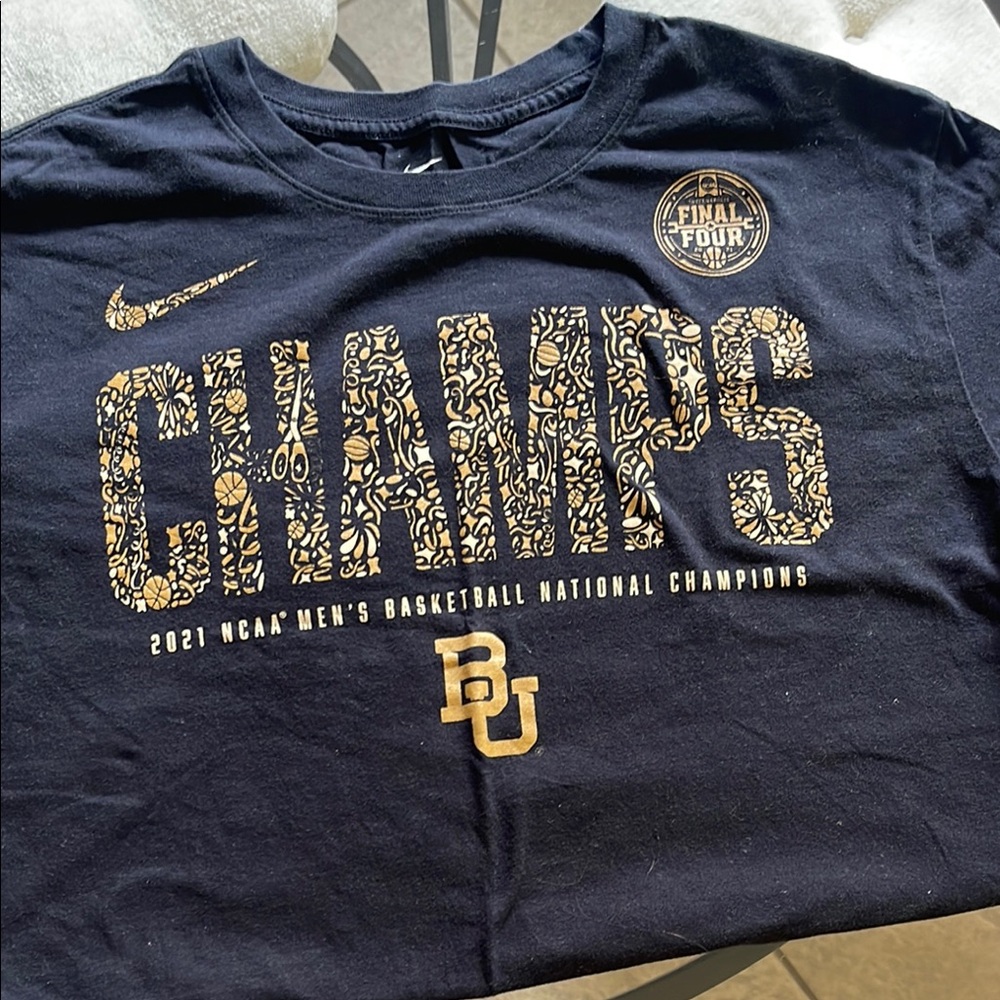 Nike Black and Gold Baylor 2021 NCAA Basketball Championship Short Sleeve Tee